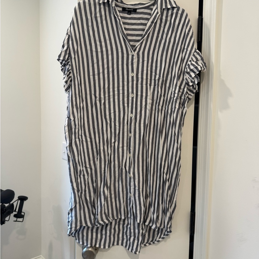 Madewell Black and White Striped Shirt Dress